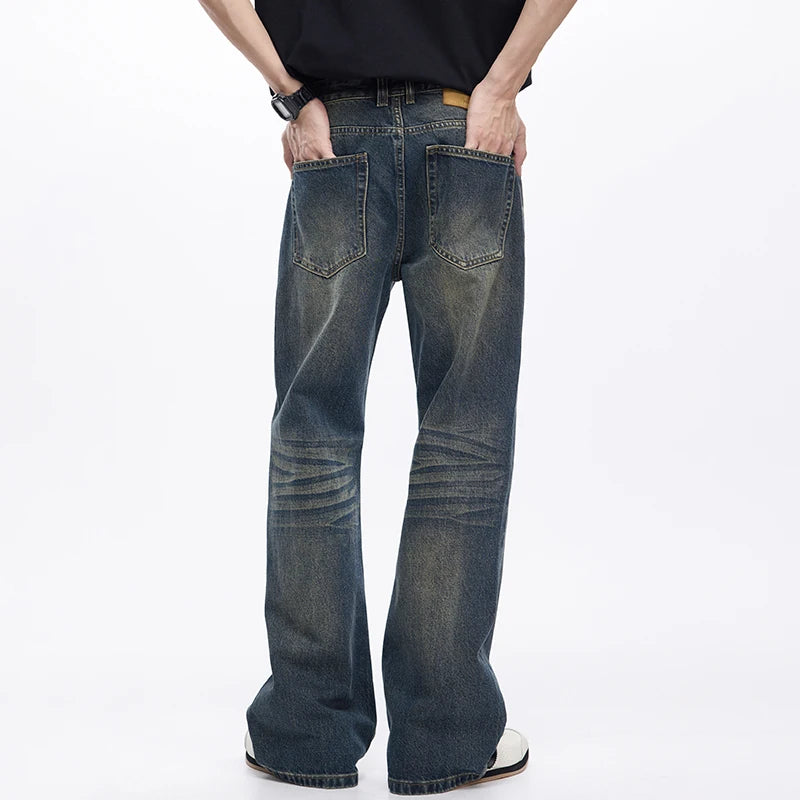 Nudiva's Stone washed boek met wijde pijpen