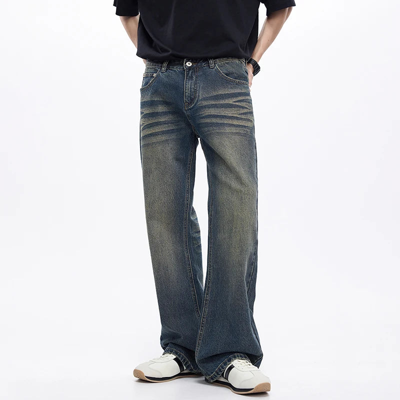 Nudiva's Stone washed boek met wijde pijpen