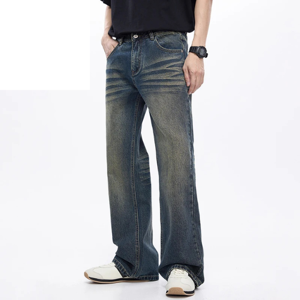 Nudiva's Stone washed boek met wijde pijpen